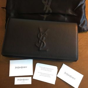 YSL clutch black leather